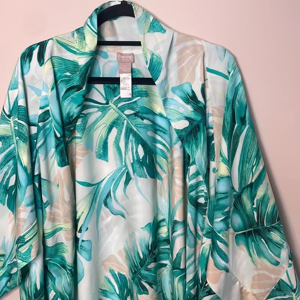 Chico's Black Label Palm Print Kimono XL